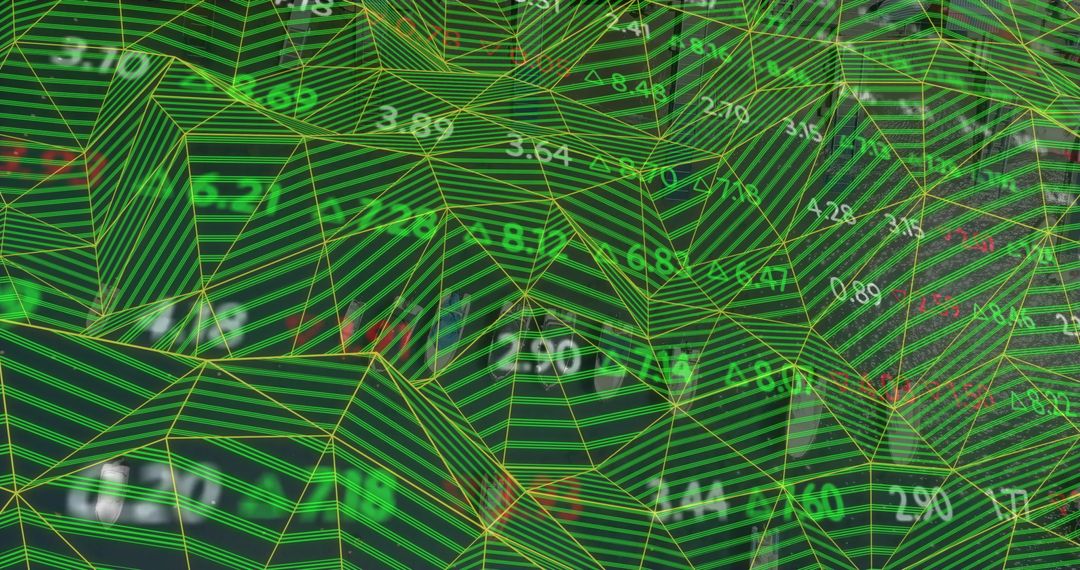 Abstract Digital Financial Data with Cityscape Background