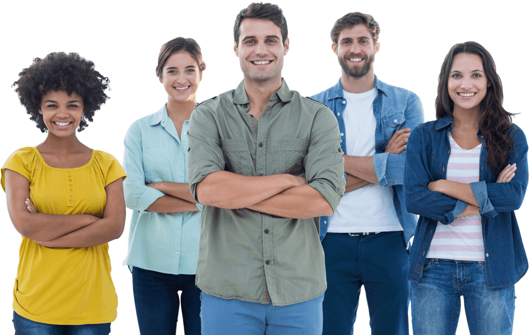 Transparent Group Portrait of Happy Young Diverse Colleagues