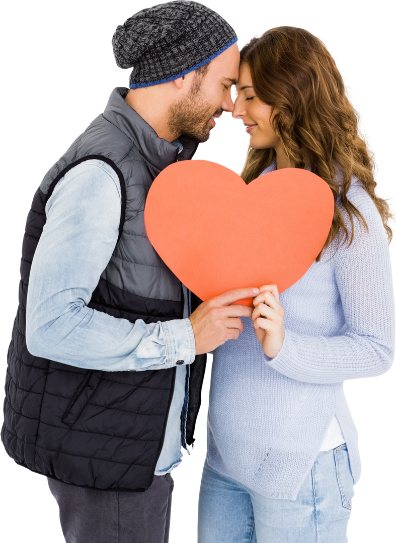 Transparent Image of Happy Young Couple Holding Heart Shape Paper Close Together - Download Free Stock Images Pikwizard.com