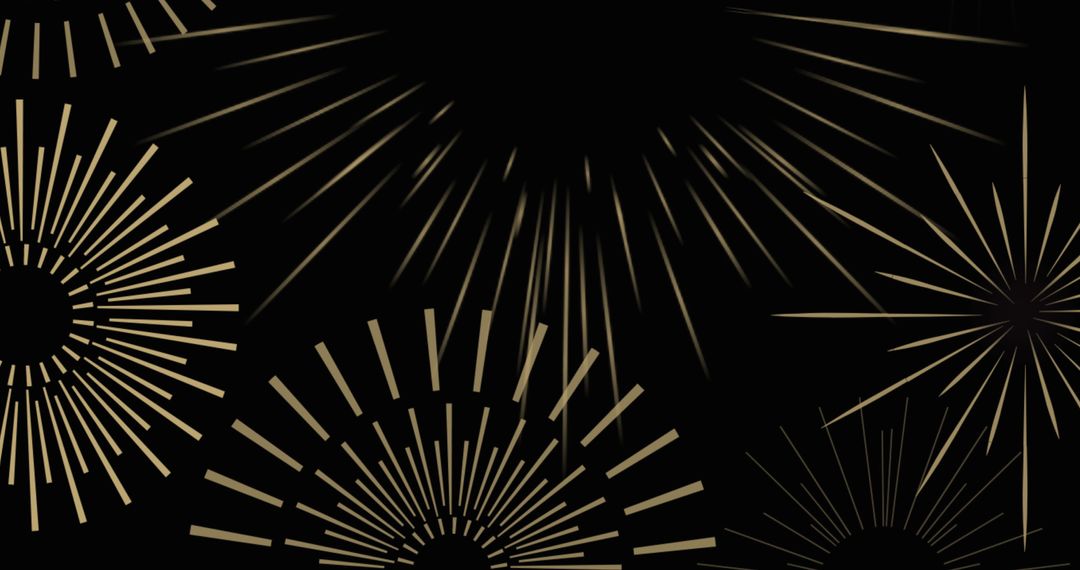 Festive Golden Fireworks on Black Background