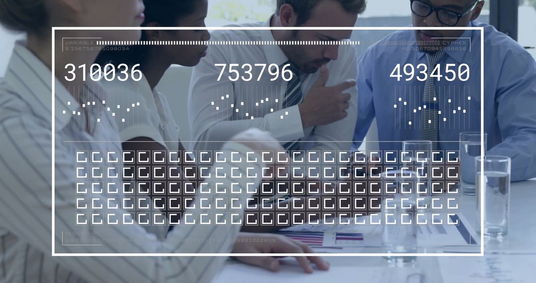 Data Processing Overlay on Diverse Business Team