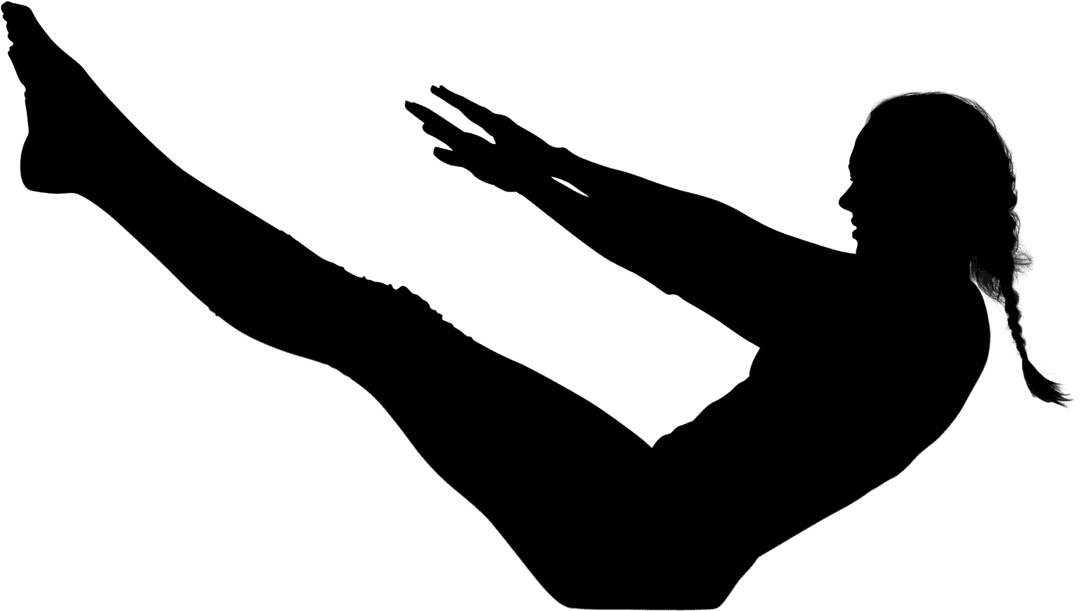 Digital Silhouette of Woman Exercising with Transparent Background