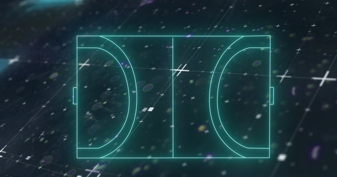 Futuristic Neon Green Sports Field with Digital Data Overlay