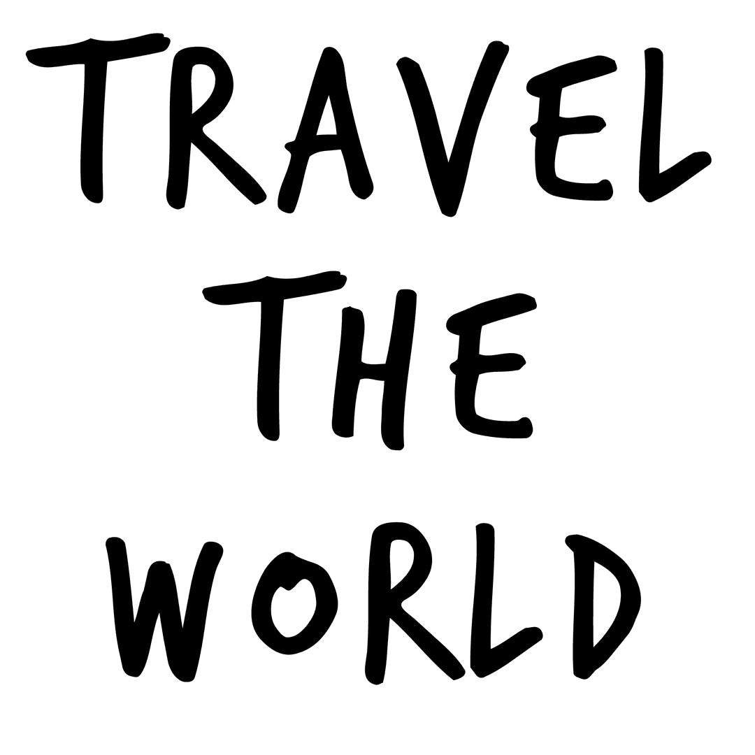 Motivational Travel the World Text on Transparent Background