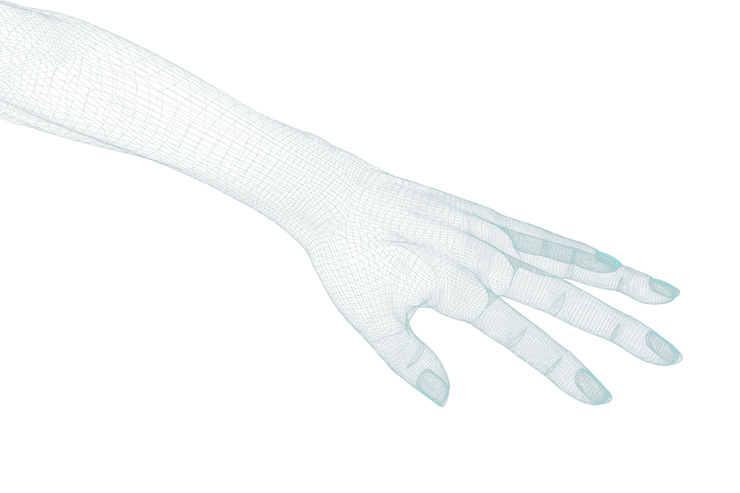Transparent 3D Rendered Human Hand Reaching