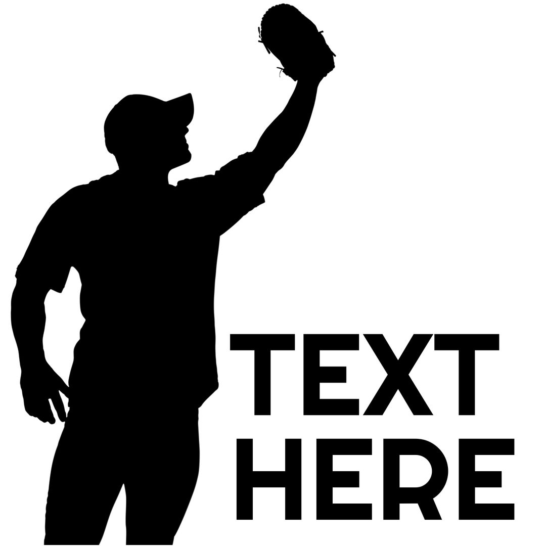 Silhouette of Person Holding Baseball Glove in Triumph with Editable Text Area