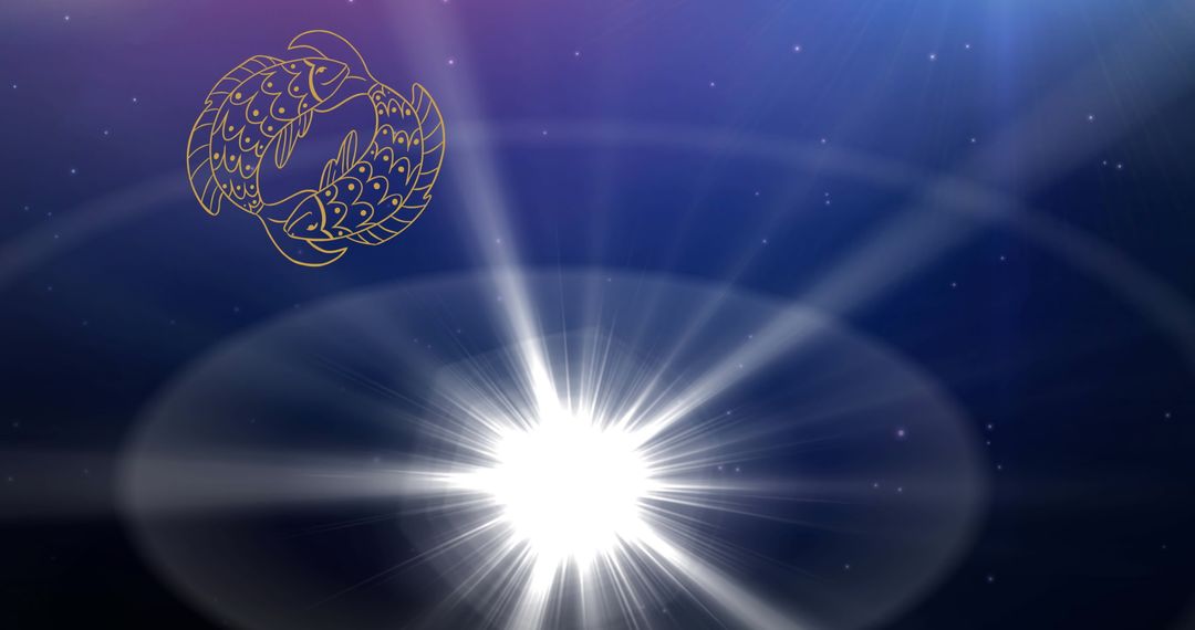 Pisces Zodiac Symbol in Cosmic Starry Sky Background