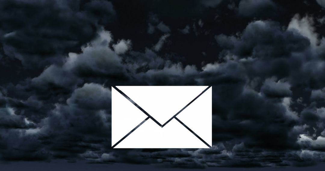 Digital Communication Icon with Storm Clouds Background