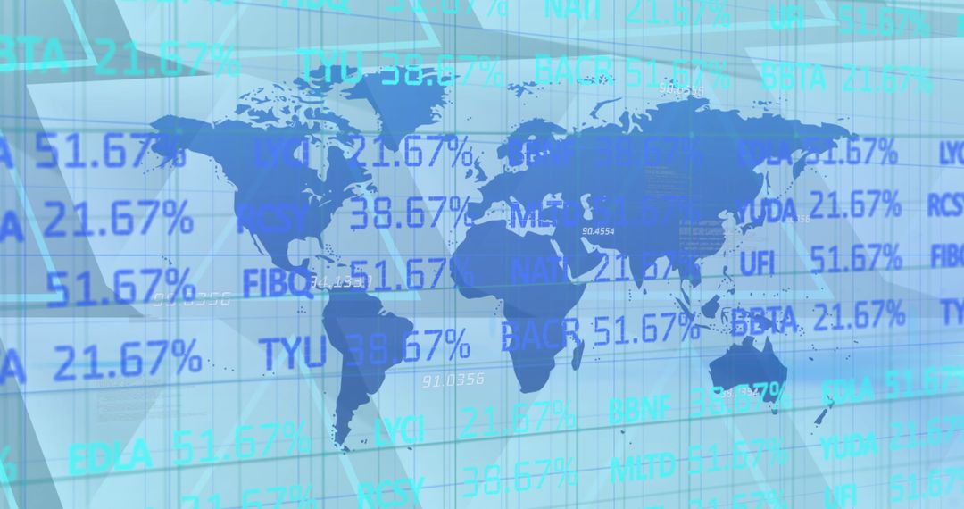 Financial Data Overlay on Global Map Digital Concept