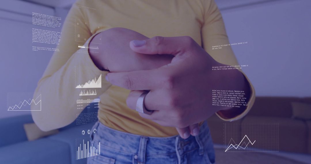 Businesswoman Processing Financial Data Hologram