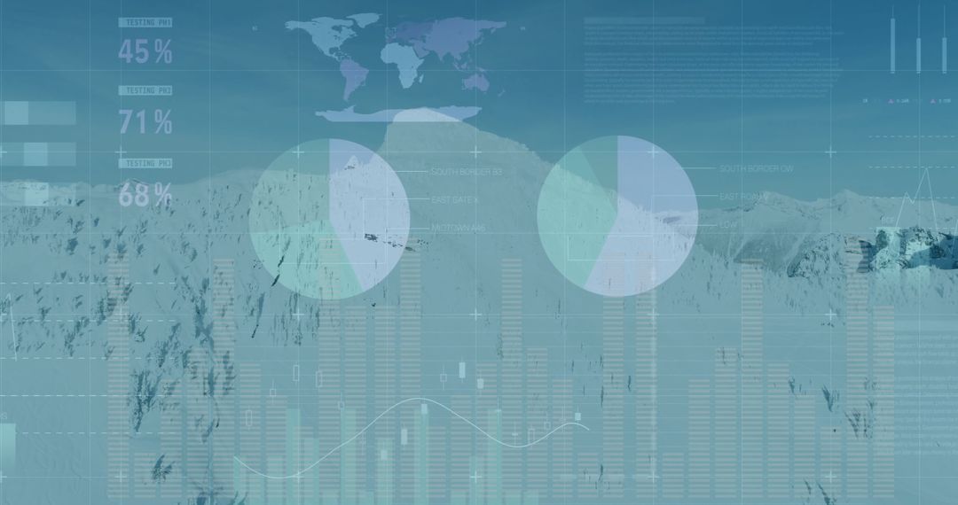Futuristic Data Analytics Visualization on Glacial Background