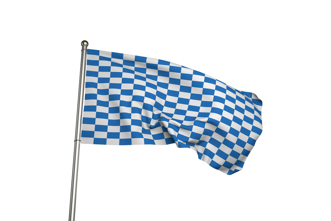 Blue and White Checkered Flag with Transparent Background