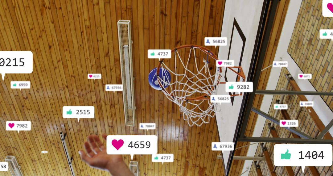 Basketball Game with Social Media Notifications Overlay