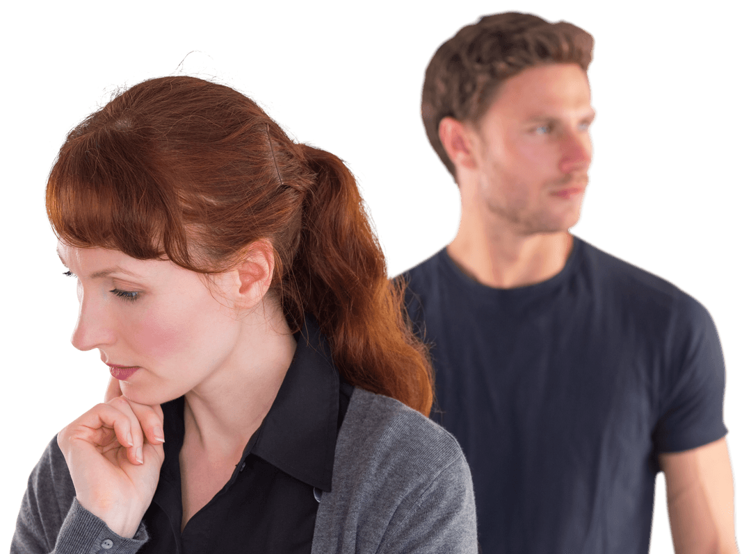 Transparent Relationship Anxiety Concept with Couple