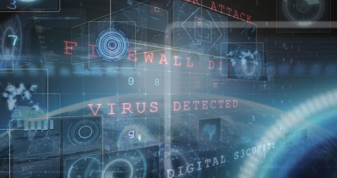 Digital Security Warning with Glowing Data Overlay