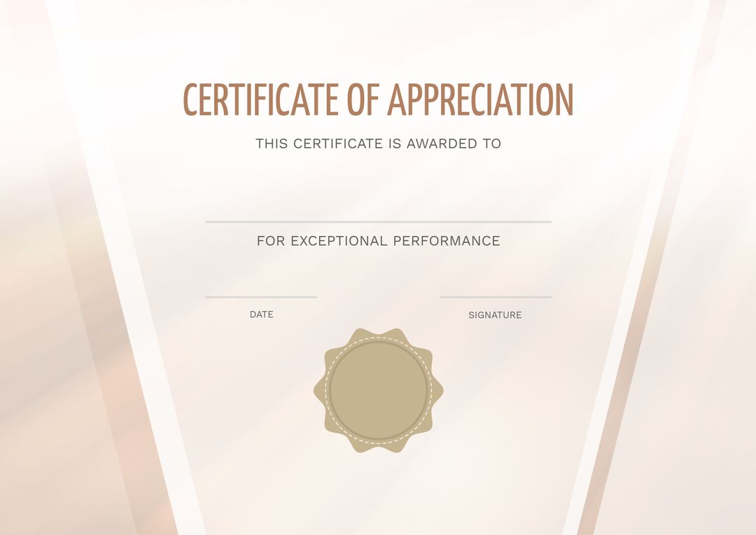 Modern Certificate of Appreciation with Elegant Gold Seal Design - Download Free Stock Templates Pikwizard.com