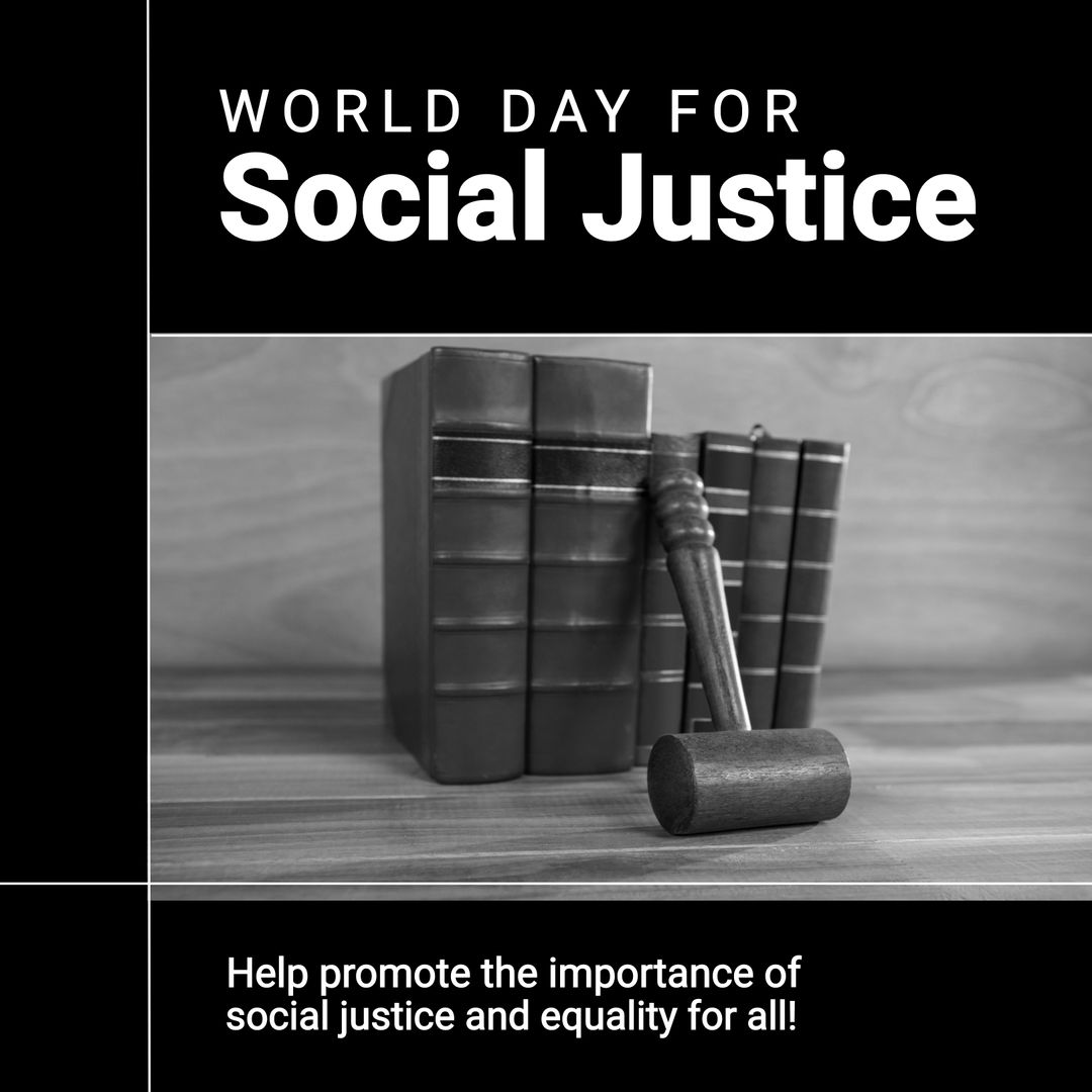 World Day of Social Justice Promotion with Gavel and Books