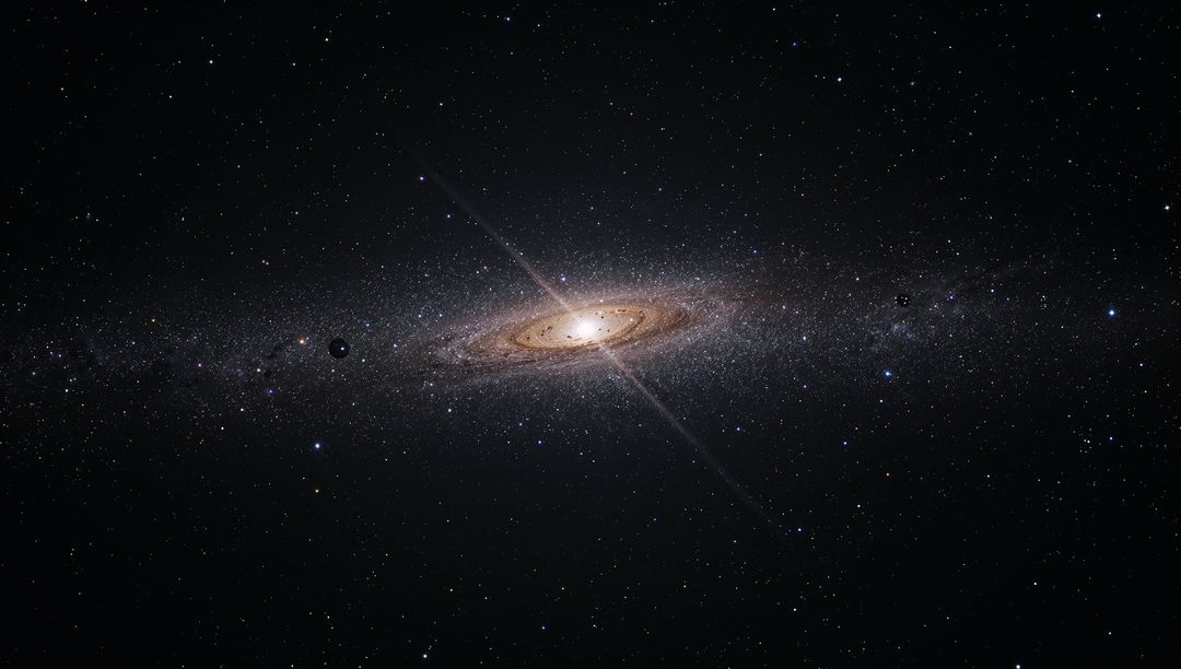 Edge-on Spiral Galaxy with Luminous Core and Diagonal Diffraction Spike in Starfield