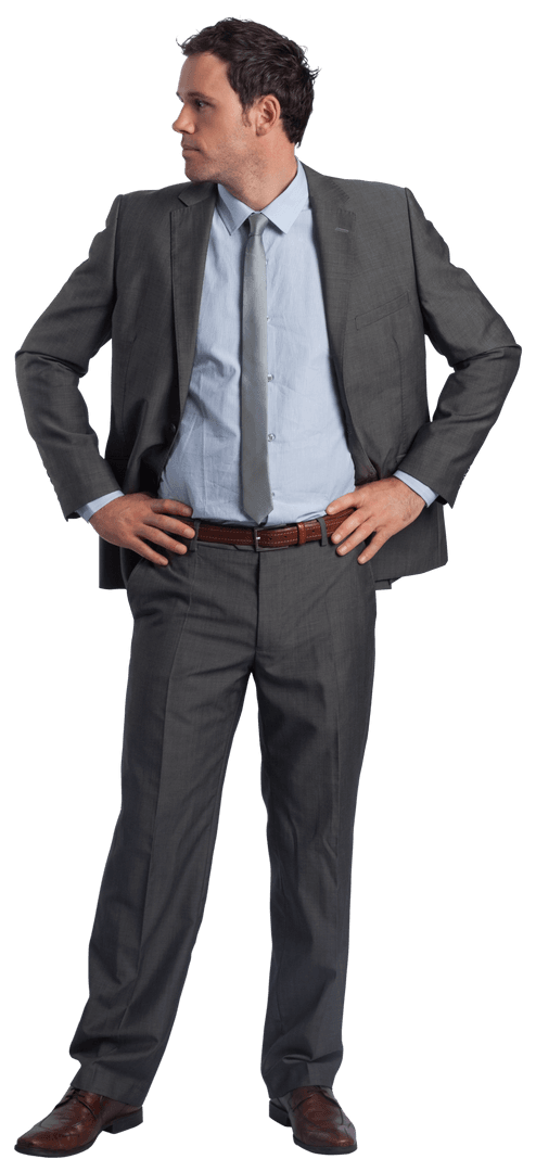 Transparent Confident Businessman in Suit Standing Pose