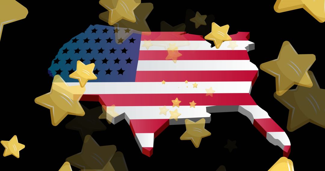 Stars Falling Over US Flag Map Vector Art