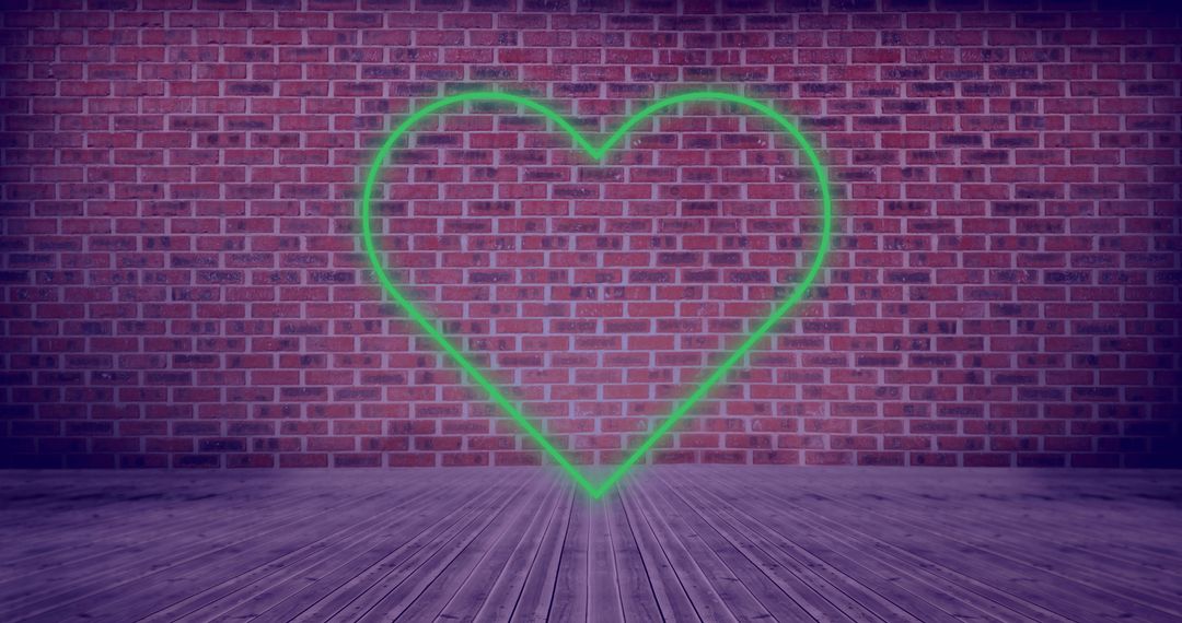 Neon Heart Shape on Vintage Brick Wall Background - Free Images, Stock Photos and Pictures on Pikwizard.com