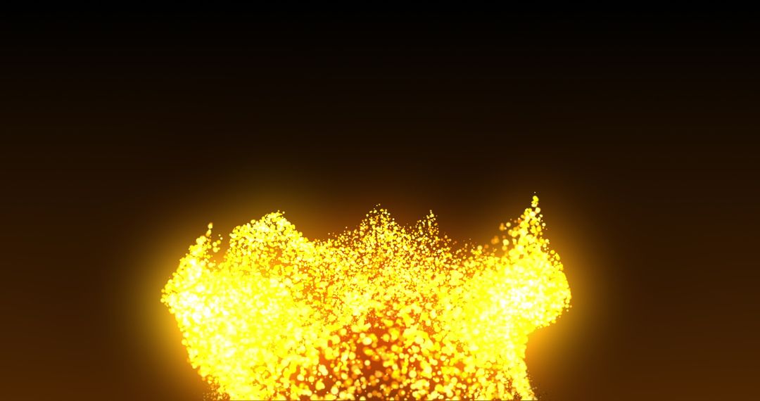 Golden Glowing Particles Effervescing Against Black Background