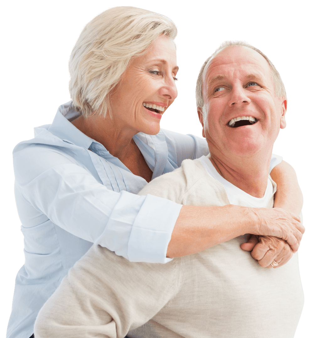 Happy Senior Couple Laughing Together on Transparent Background