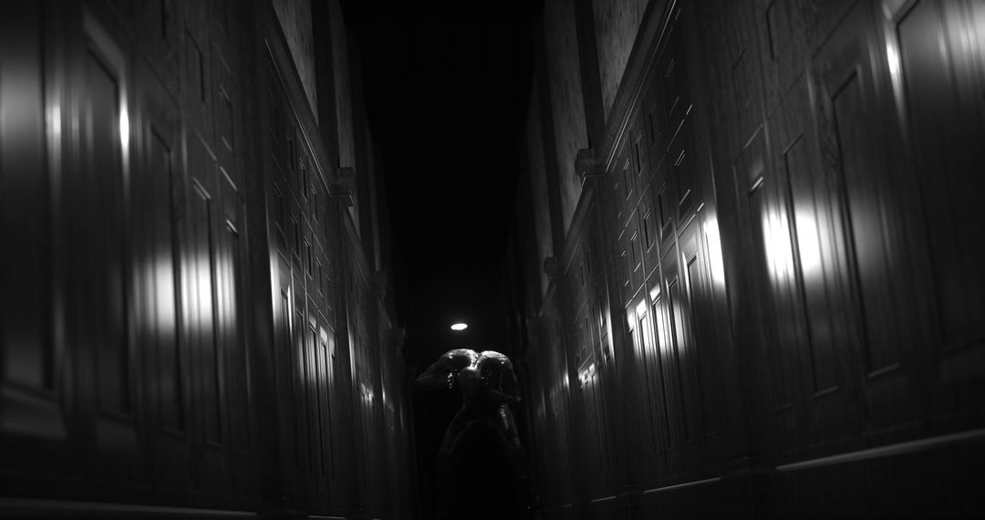 Eerie Creature in Dark Narrow Corridor