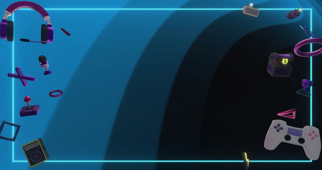 Colorful Retro Gaming Background with Blue Frame