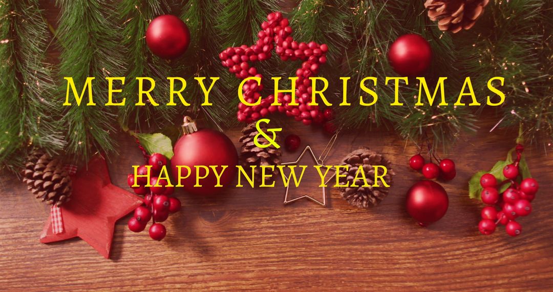 Festive Christmas and New Year Greetings with Pine Decor