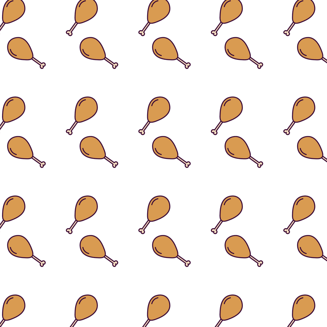 Chicken Drumstick Pattern on Transparent Background