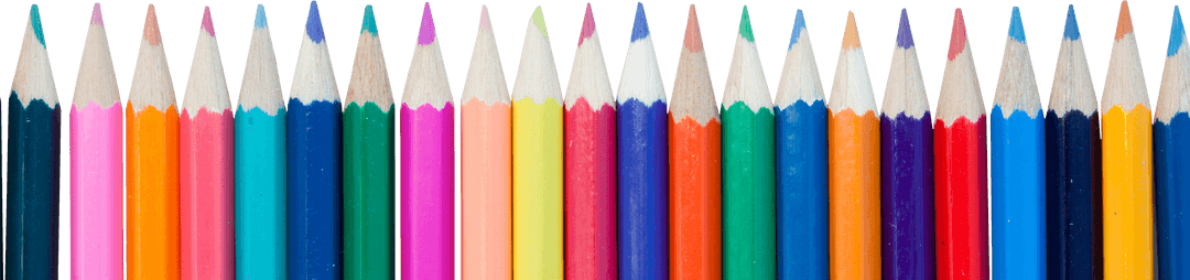 Row of Multicolored Crayons on Transparent Background
