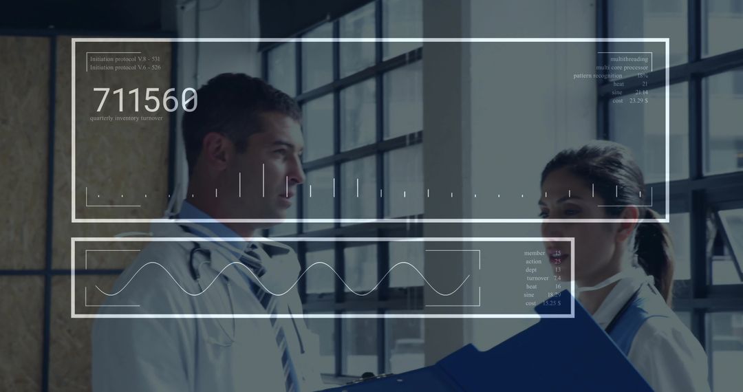 Healthcare Professionals Collaborating with Futuristic Technology Interface