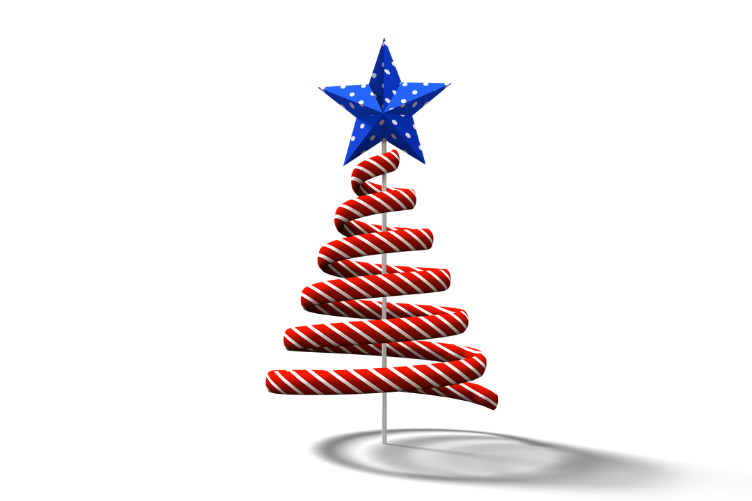 Red Spiral Christmas Tree with Blue Transparent Star Topper - Download Free Stock Images Pikwizard.com