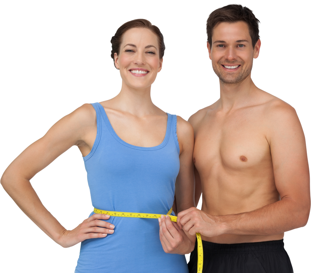 Fit Couple Measuring Waist Transparent Background Fitness - Download Free Stock Images Pikwizard.com