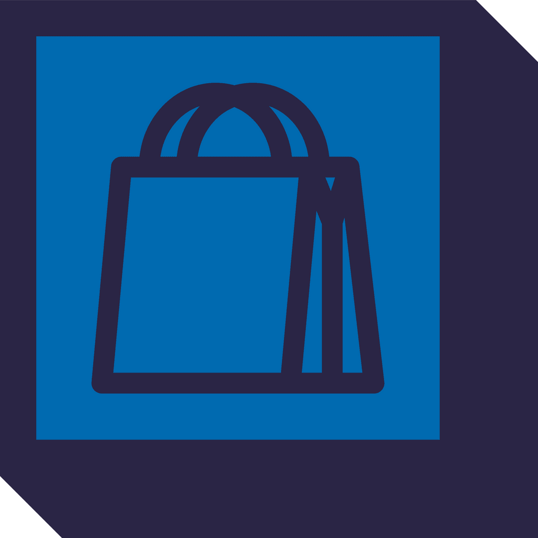 Minimalist Shopping Bag Icon on Transparent Background