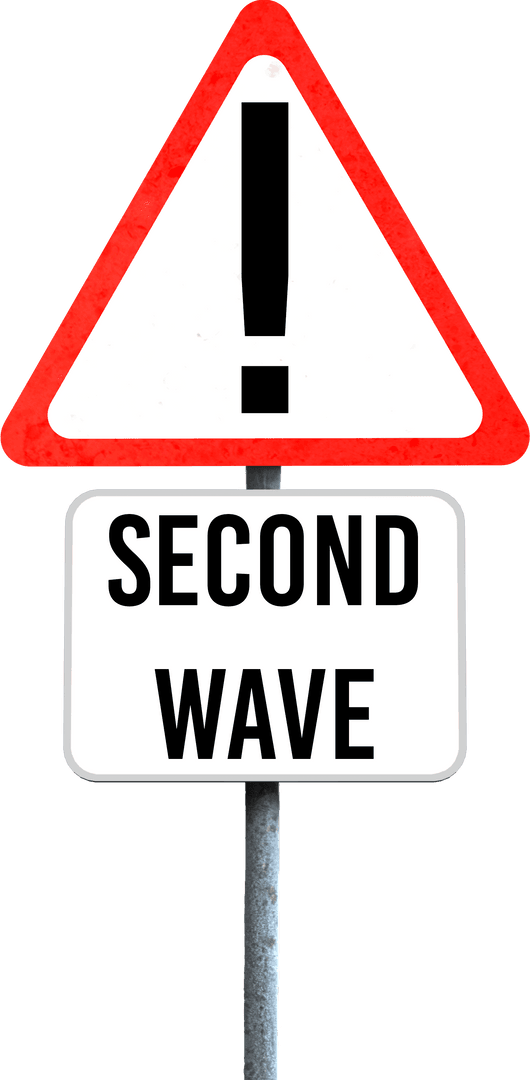 Transparent Warning Sign With Second Wave Alert Message