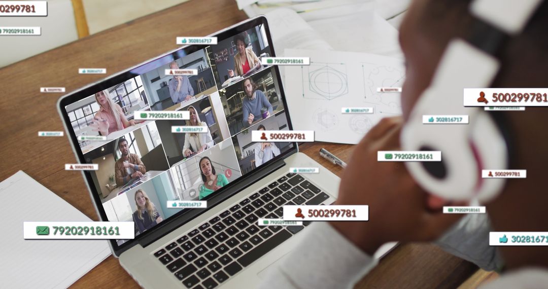Businessman Attending Virtual Conference Call with Colleagues