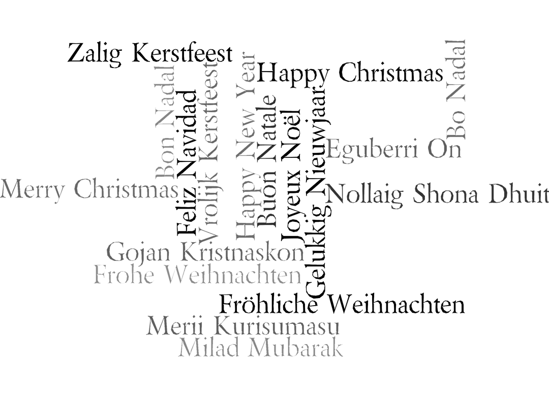 Multilingual Christmas Greetings Transparent Background