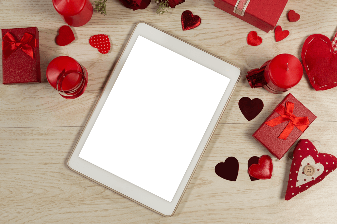 Festive Transparent Tablet with Valentine's Day Decor