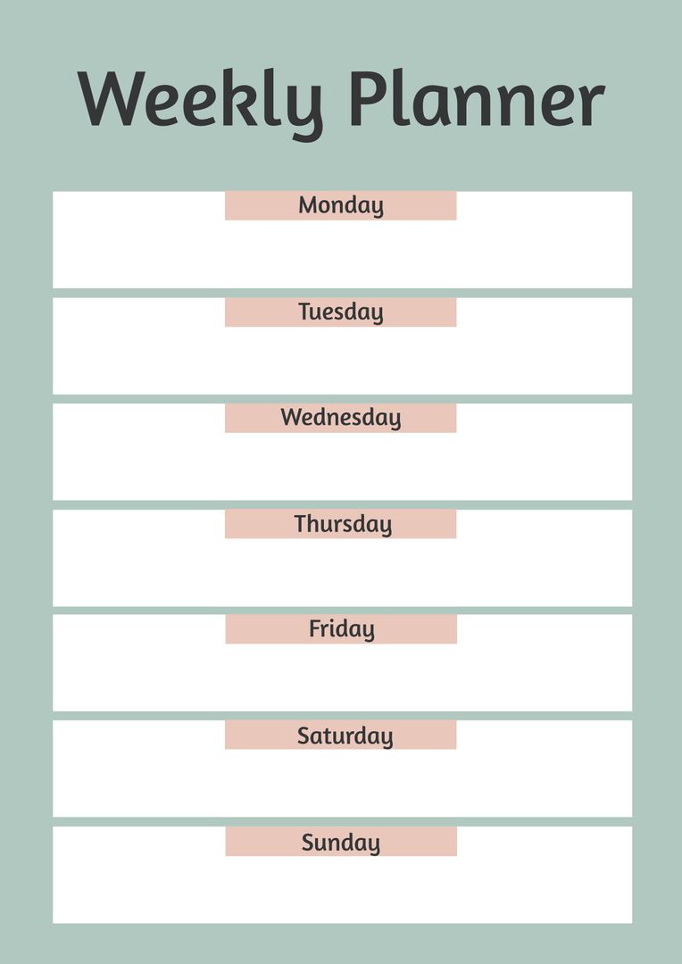Simple Weekly Planner Layout for Effective Weekly Organization - Download Free Stock Templates Pikwizard.com