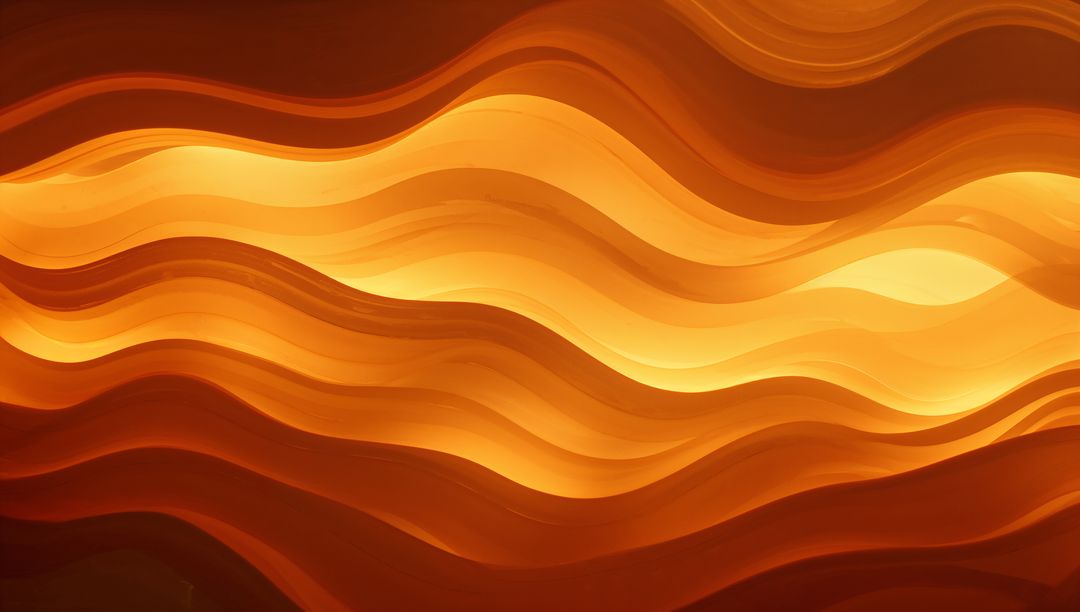 Glowing Amber Wave Ribbons Flowing in Layered Gradient with Paper Texture