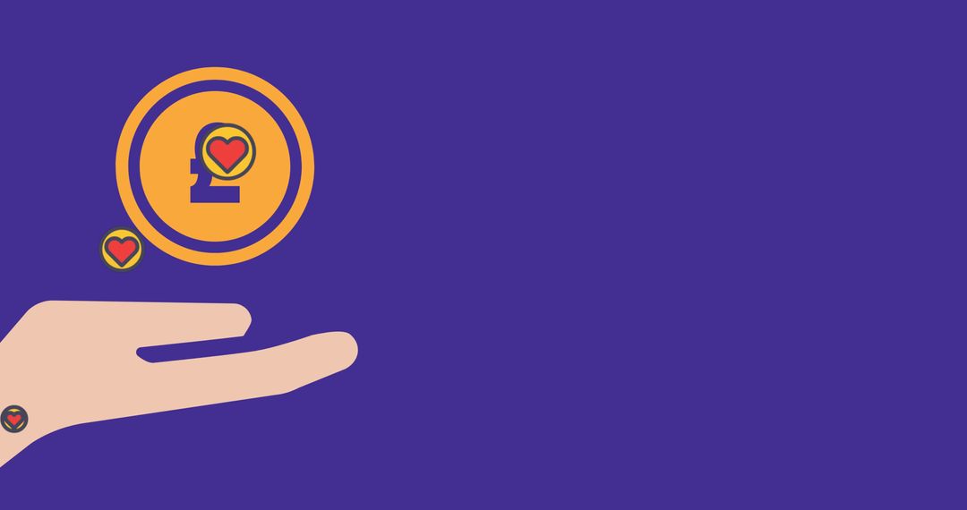 Floating Hearts on Pound Symbol with Supported Hand Illustration