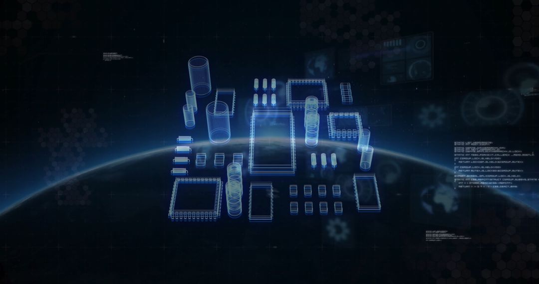 Futuristic Circuit Board with Global Digital Interface