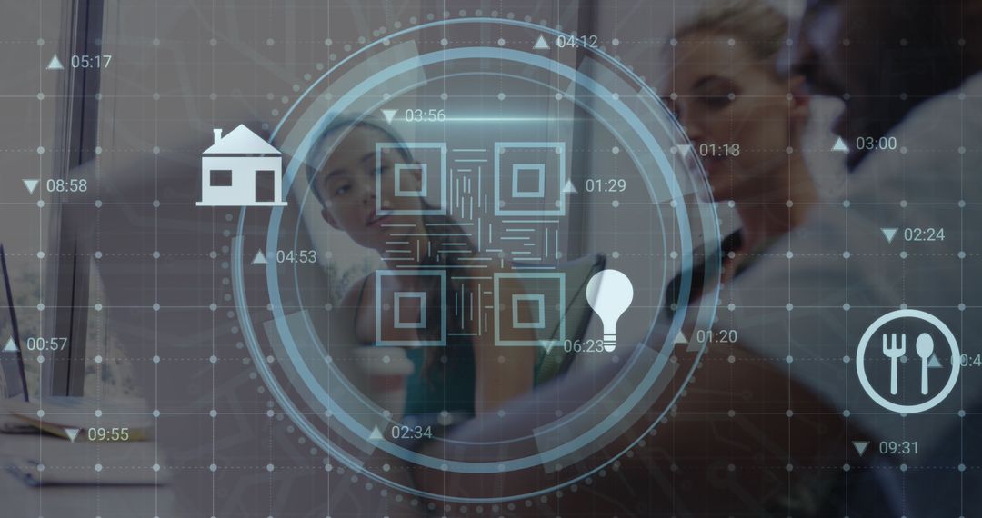 Colleagues Analyzing Innovative Cybersecurity Interface in Office Environment