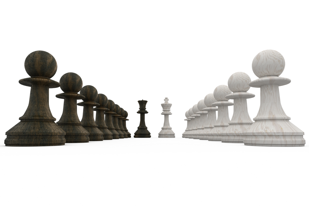 Transparent wooden black and white chess pieces face off in strategic game - Download Free Stock Images Pikwizard.com