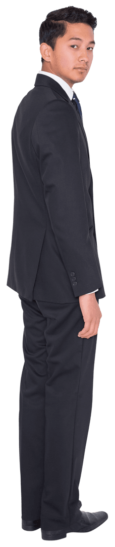 Transparent Businessman Looking Backwards Brusquely in Suit