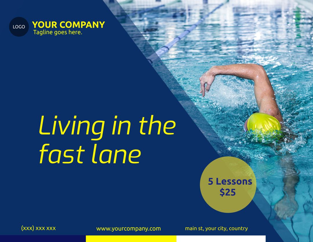 Living in Fast Lane Swimming Lessons Promotional Banner - Download Free Stock Templates Pikwizard.com