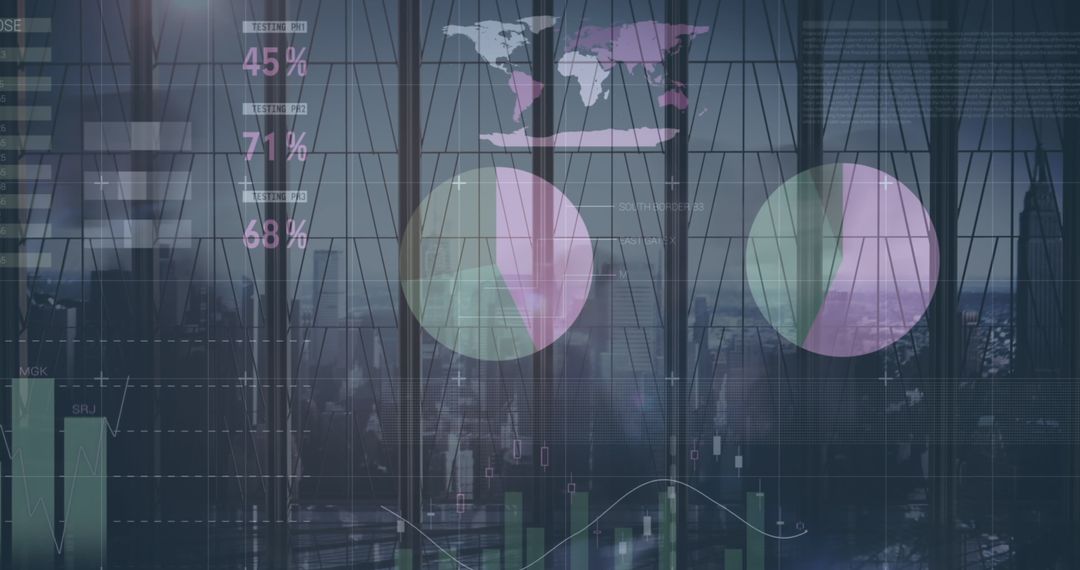 Digital Financial Interface with Global Business Analysis Display