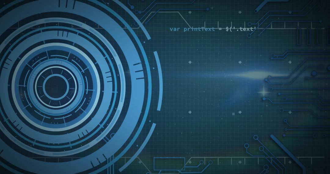 Futuristic tech interface with digital scanning elements